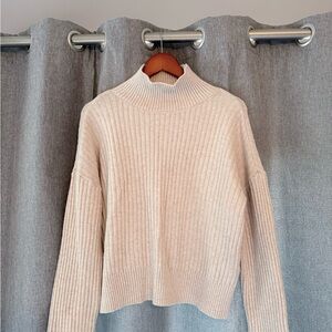 Treasure & Bond Cream Ribbed Turtleneck Sweater